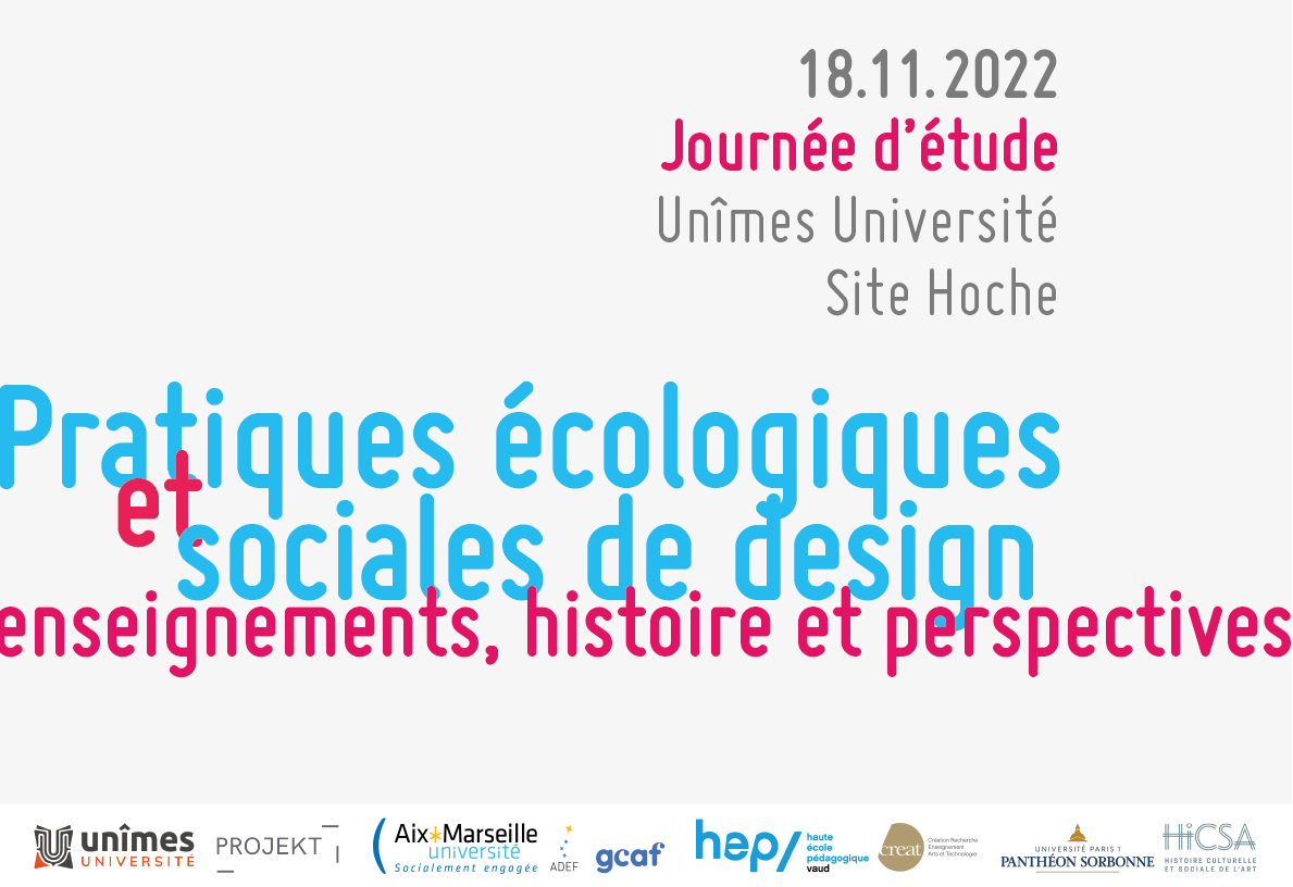 Journée d’étude « Pratiques écologiques et sociales de design : enseignements, histoire et perspectives »